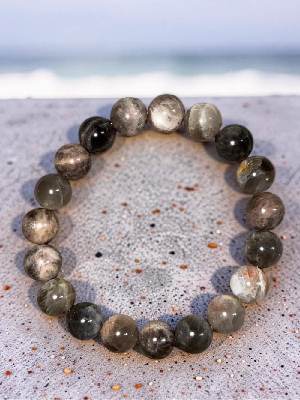 10mm Rare 💫 Grey & BlackSunstone Bracelet